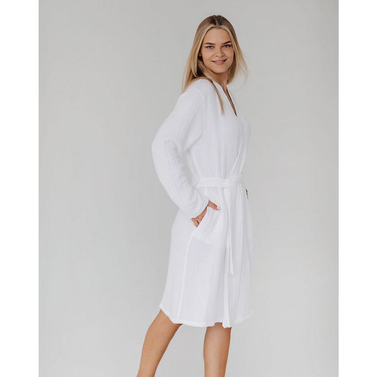 Bamboo badjas - Muslin - Wit